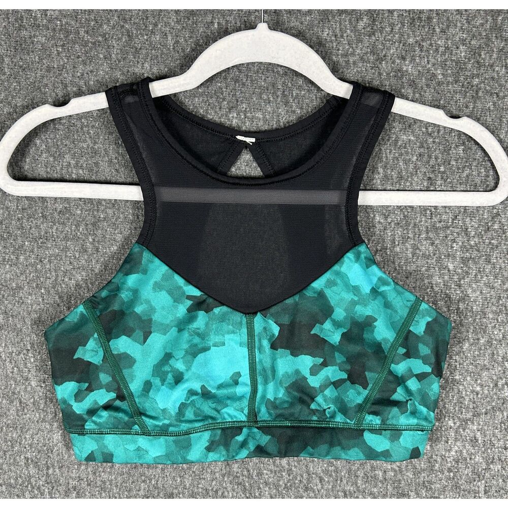 Lululemon Meshed Up Bra in Clouded Dreams Cosmic Teal Multi / Black (Size 6)